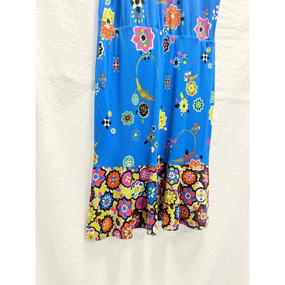 Emilio Pucci Blue Surplice Floral Print Dress Costal Beach Resort Vacation US 10 - Picture 11 of 12